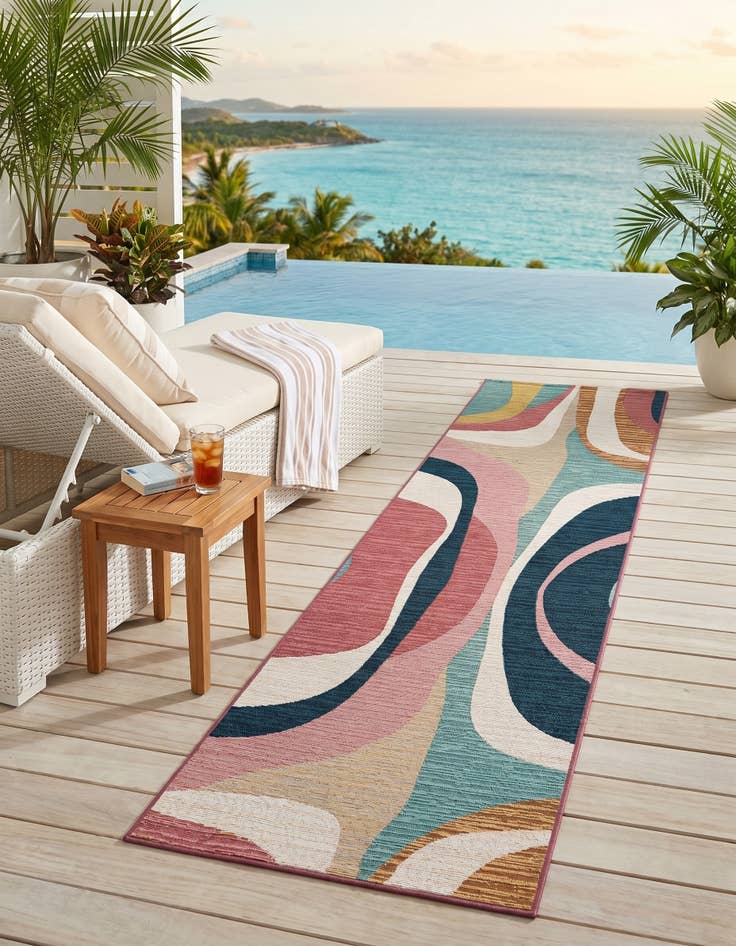 Detail image of 2' x 8' Easy-Clean Modern Indoor / Outdoor Runner Rug