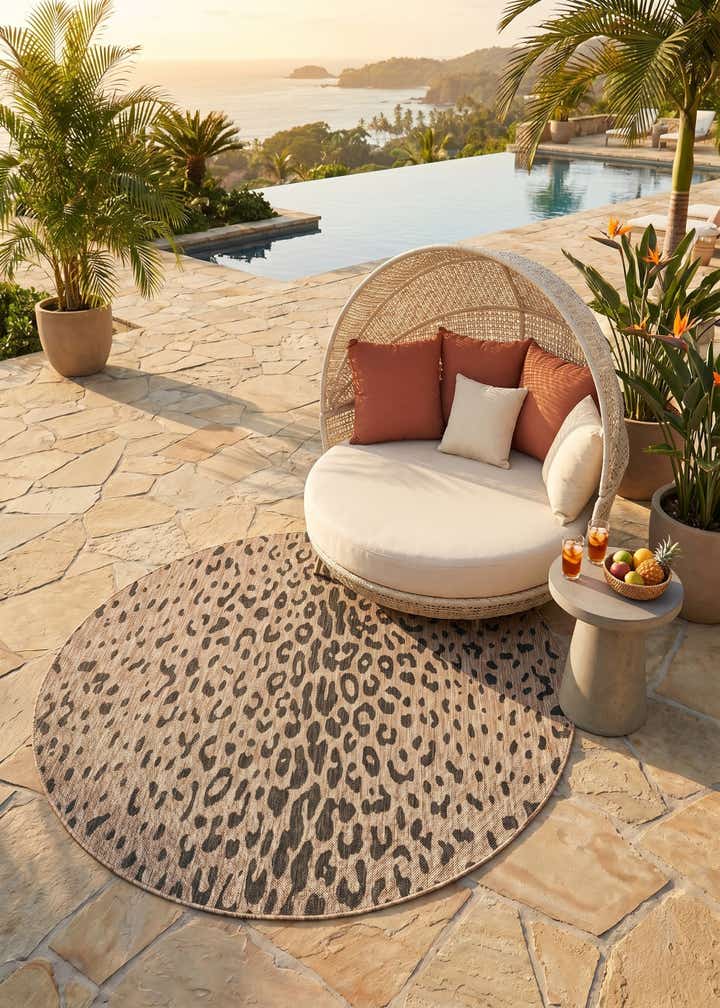 6' x 6' Easy-Clean Safari Indoor / Outdoor Round Rug
