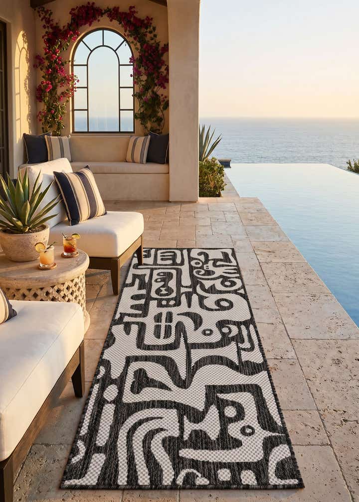 2' x 5' 3 Easy-Clean Modern Indoor / Outdoor Runner Rug
