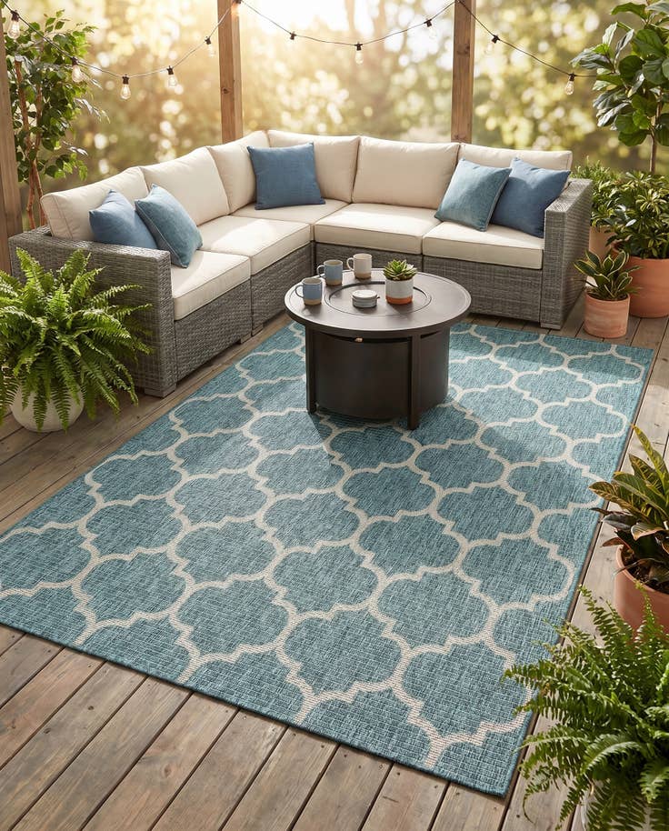 Detail image of 5' 3 x 8' Easy-Clean Lattice Indoor / Outdoor Rug