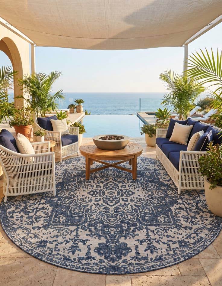 Detail image of 13' x 13' Easy-Clean Jill Zarin Dubai Indoor / Outdoor Round Rug