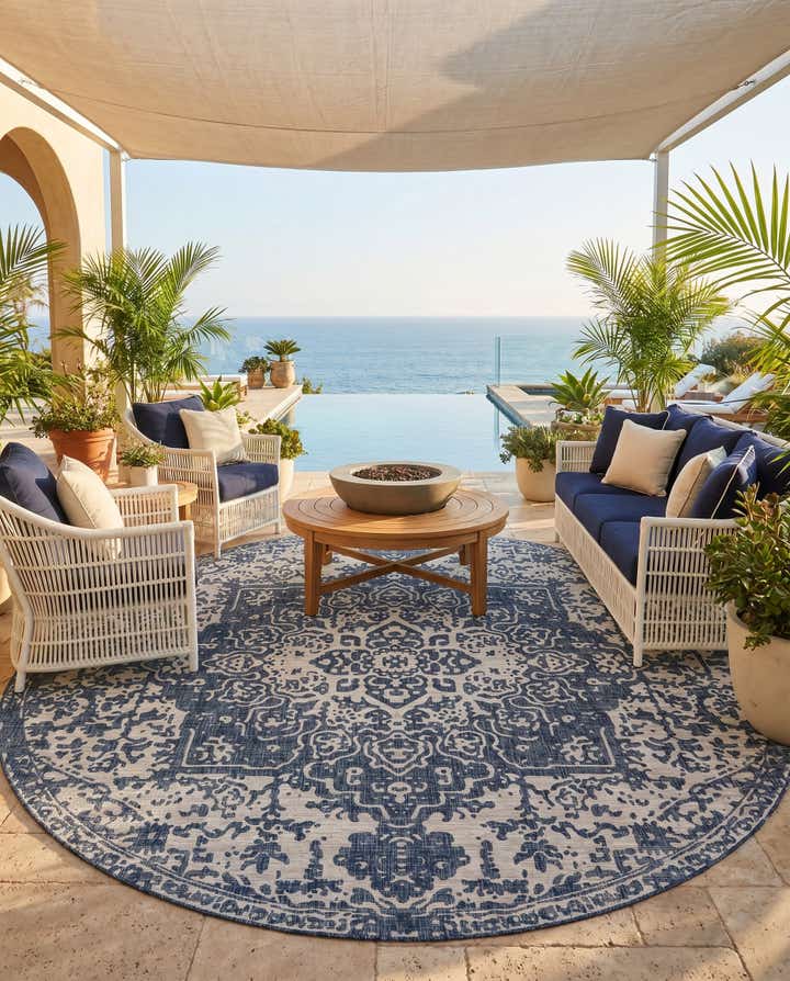 13' x 13' Easy-Clean Jill Zarin Dubai Indoor / Outdoor Round Rug