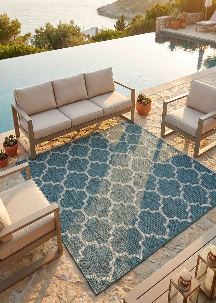 6' x 6' Easy-Clean Trellis Indoor / Outdoor Square Rug