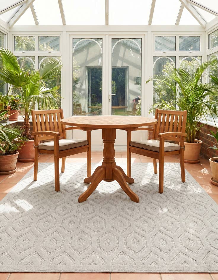 Detail image of 7' 10 x 7' 10 Easy-Clean Trellis Textured Indoor / Outdoor Square Rug