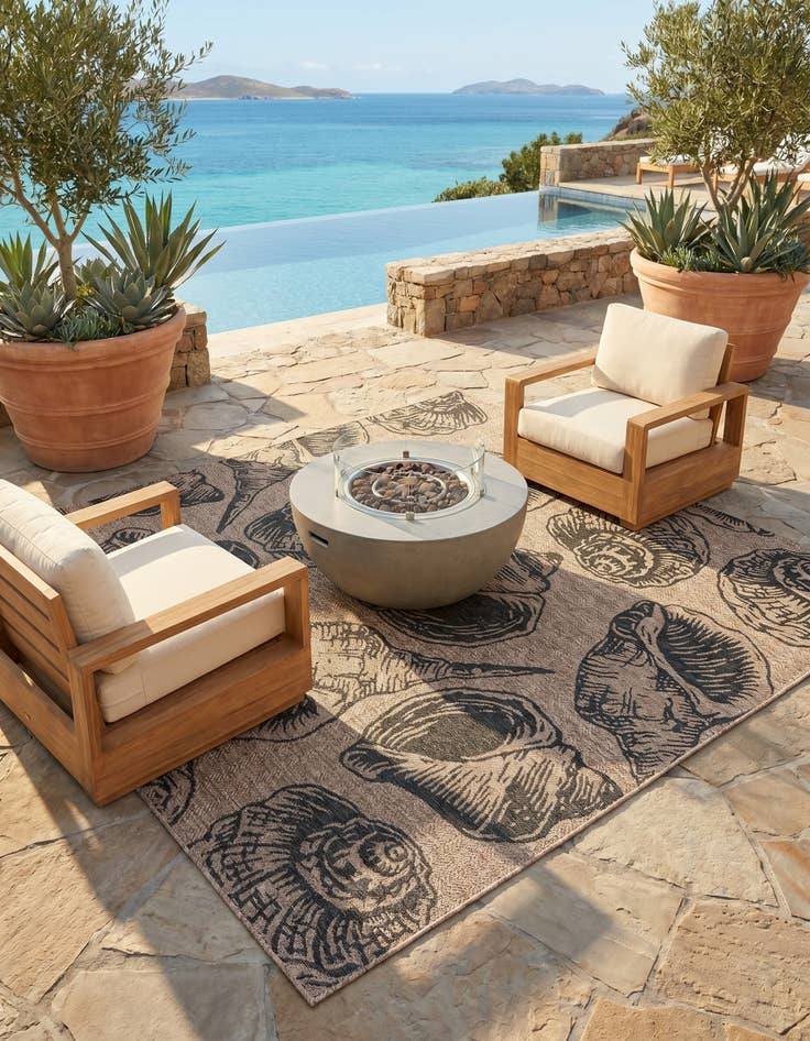 Detail image of 7' 10 x 7' 10 Easy-Clean Coastal Indoor / Outdoor Square Rug