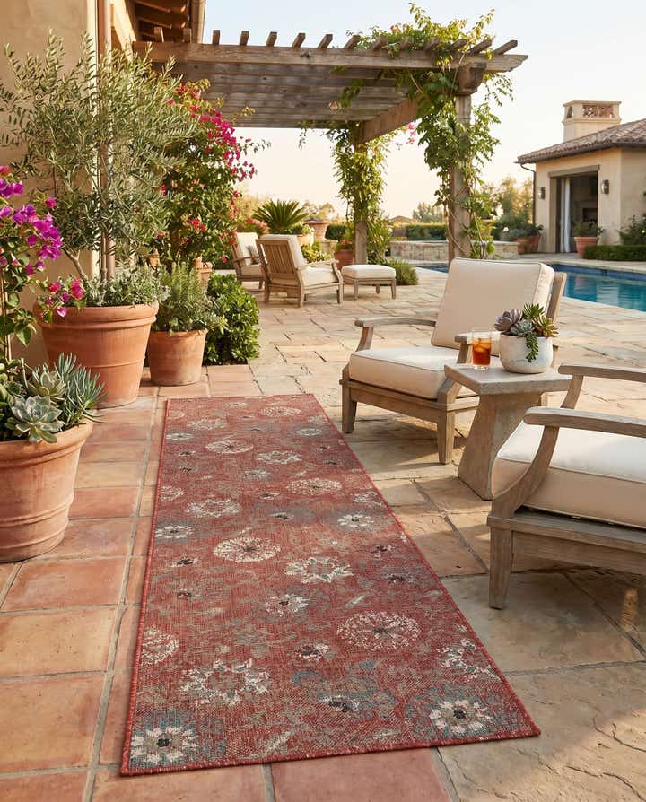 2' 7 x 10' Easy-Clean Botanical Indoor / Outdoor Runner Rug