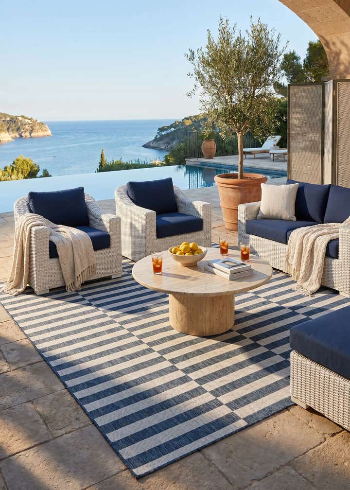 7' 10 x 10' Easy-Clean Ribbon Indoor / Outdoor Rug