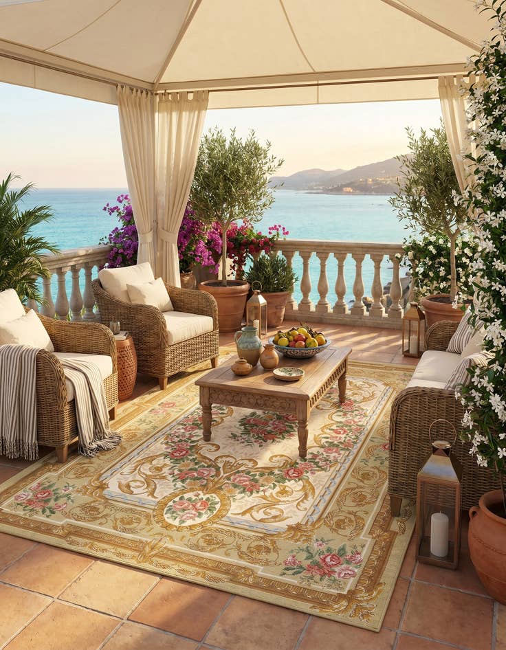 Detail image of 5' x 8' Easy-Clean Traditional Indoor / Outdoor Rug