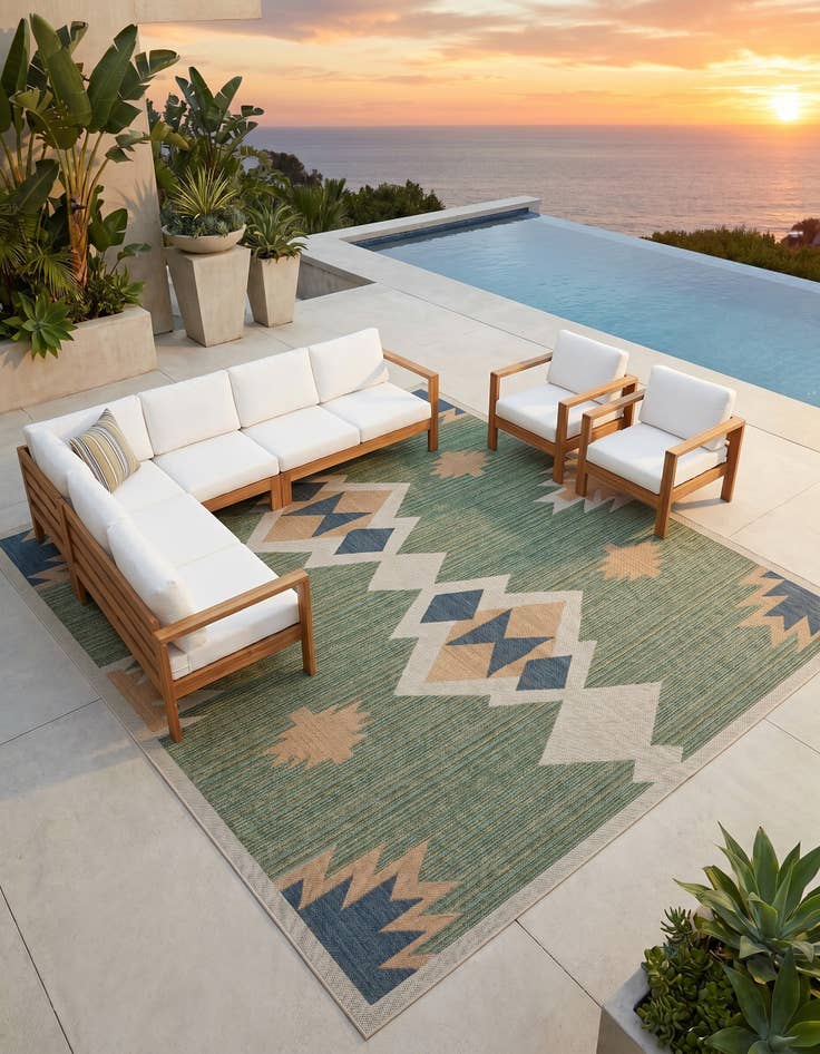 Detail image of 12' x 12' Easy-Clean Baja Indoor / Outdoor Square Rug