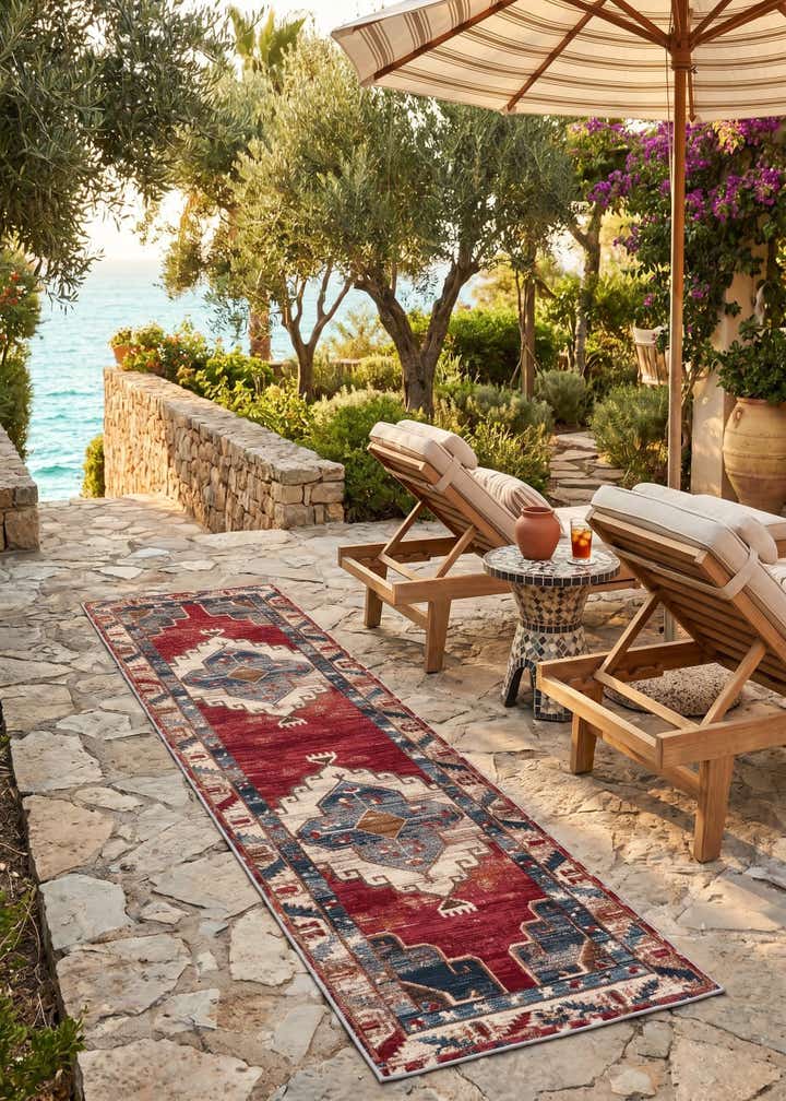 2' x 8' Easy-Clean Traditional Indoor / Outdoor Runner Rug