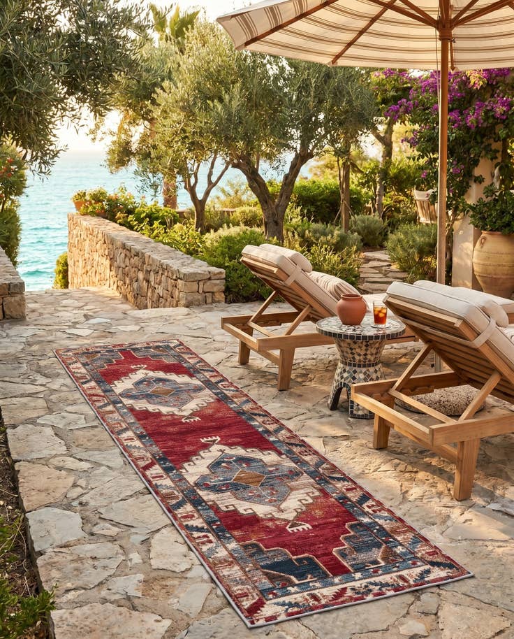 Detail image of 2' x 8' Easy-Clean Traditional Indoor / Outdoor Runner Rug