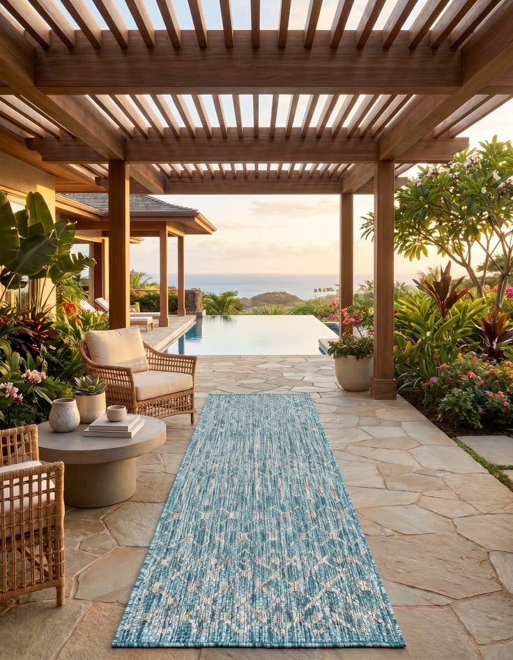 Detail image of 2' x 6' Easy-Clean Lattice Indoor / Outdoor Runner Rug