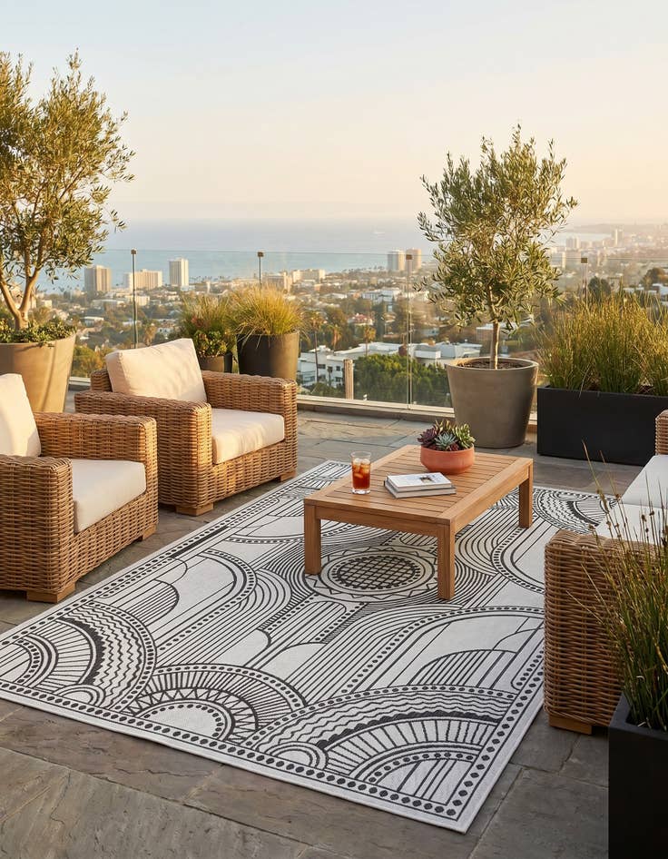 Detail image of 6' x 9' Easy-Clean Traditional Indoor / Outdoor Rug