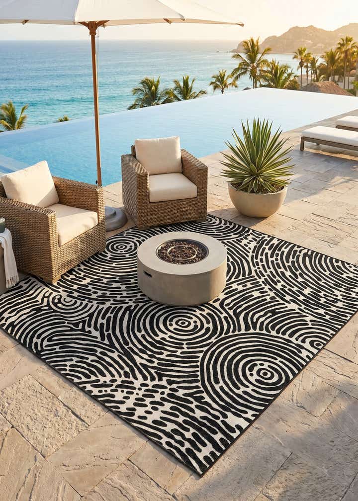 7' 10 x 7' 10 Easy-Clean Modern Indoor / Outdoor Square Rug
