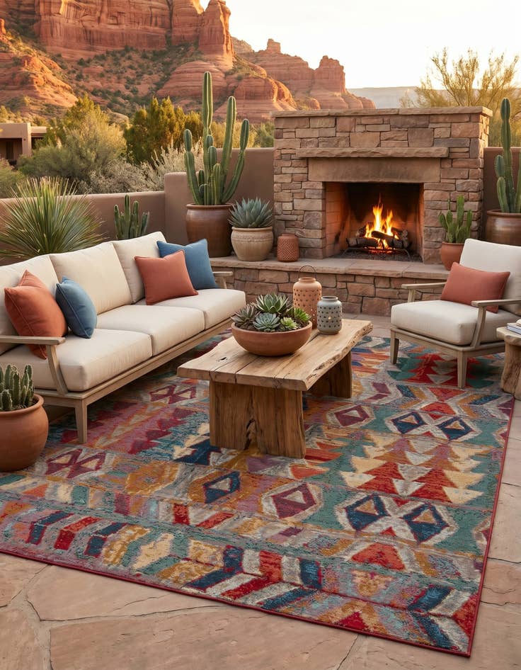 Detail image of 7' x 10' Easy-Clean Modern Indoor / Outdoor Rug