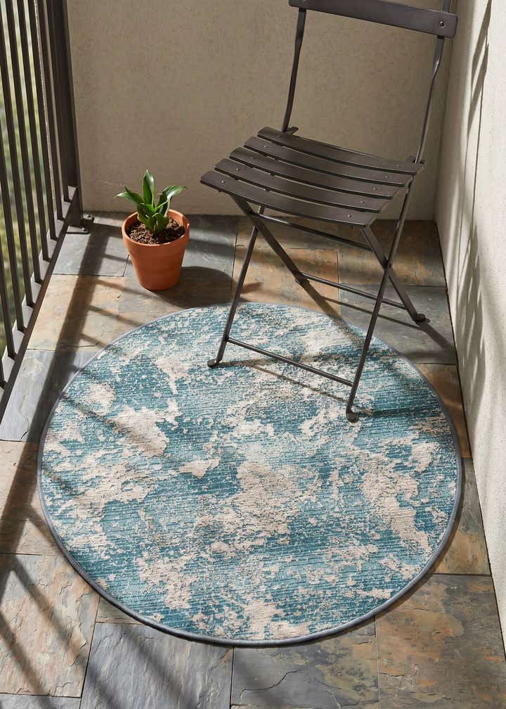 3' x 3' Easy-Clean Modern Indoor / Outdoor Round Rug