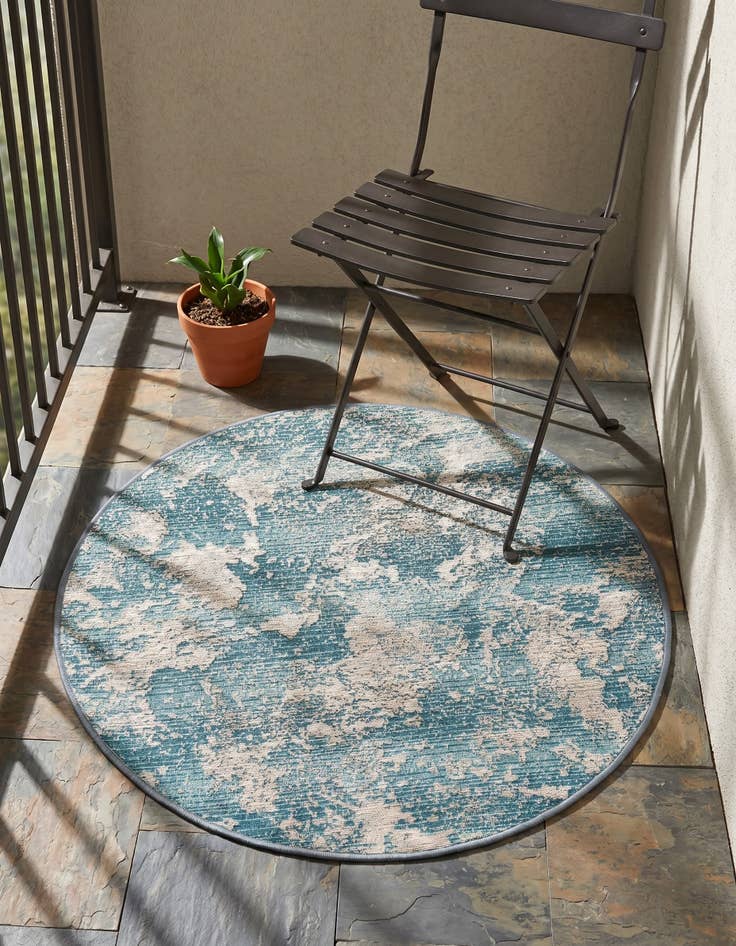 Detail image of 3' x 3' Easy-Clean Modern Indoor / Outdoor Round Rug