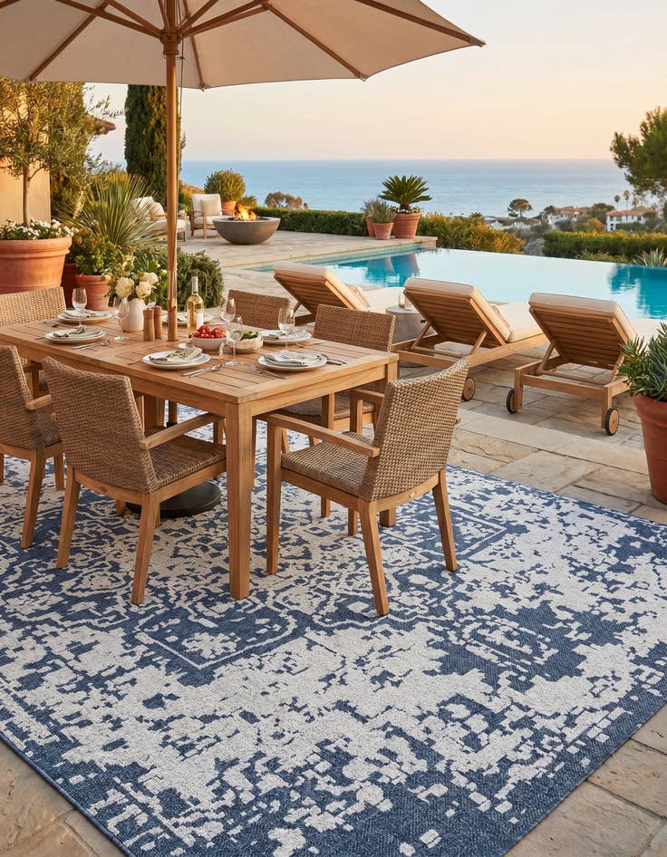 Detail image of 10' x 14' 1 Easy-Clean Traditional Indoor / Outdoor Rug