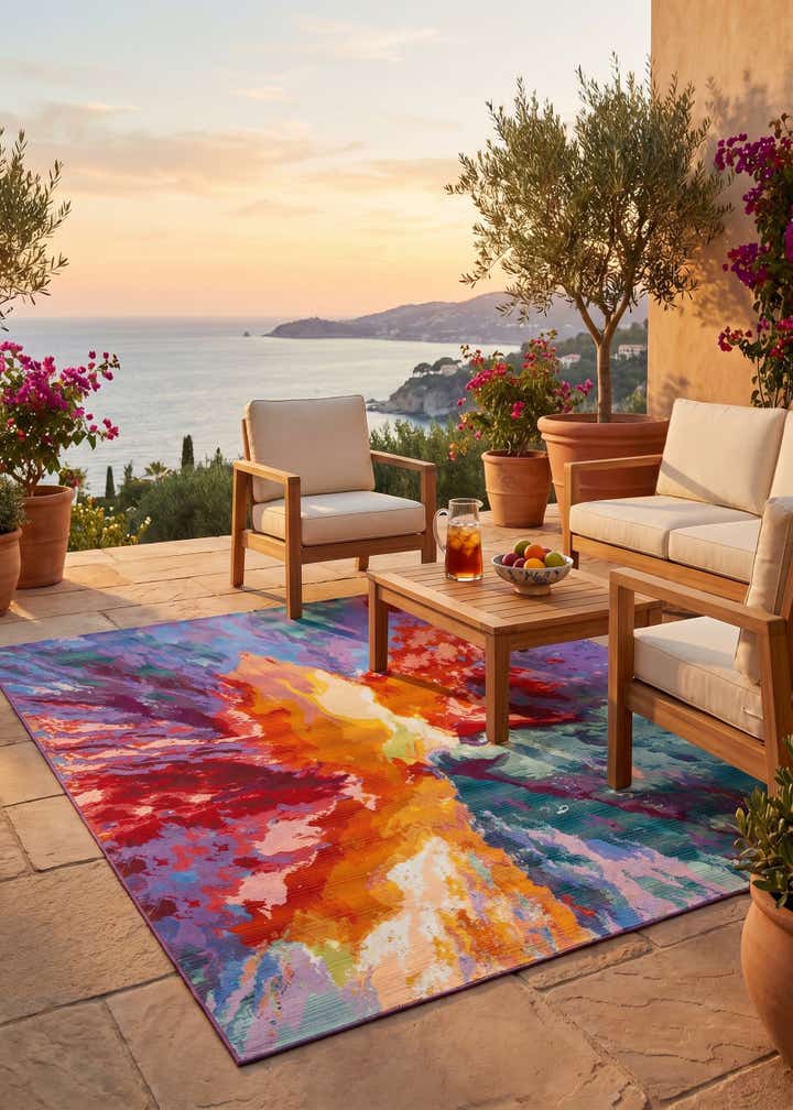 7' 10 x 10' Easy-Clean Modern Indoor / Outdoor Rug