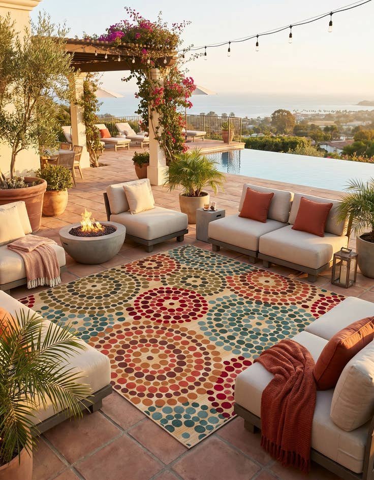 Detail image of 10' x 10' Easy-Clean Modern Indoor / Outdoor Square Rug