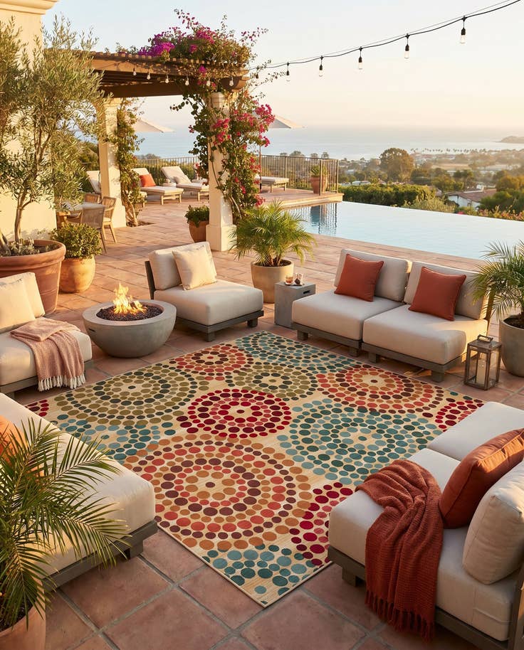 Detail image of 10' x 10' Easy-Clean Modern Indoor / Outdoor Square Rug