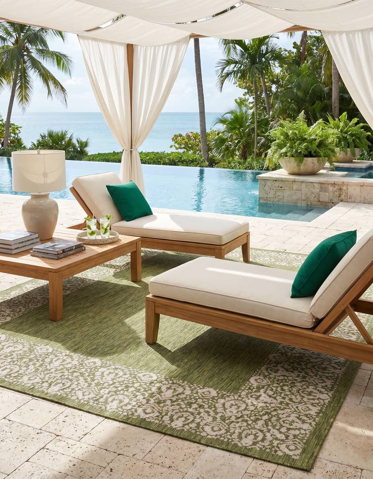 Detail image of 9' x 12' Easy-Clean Border Indoor / Outdoor Rug