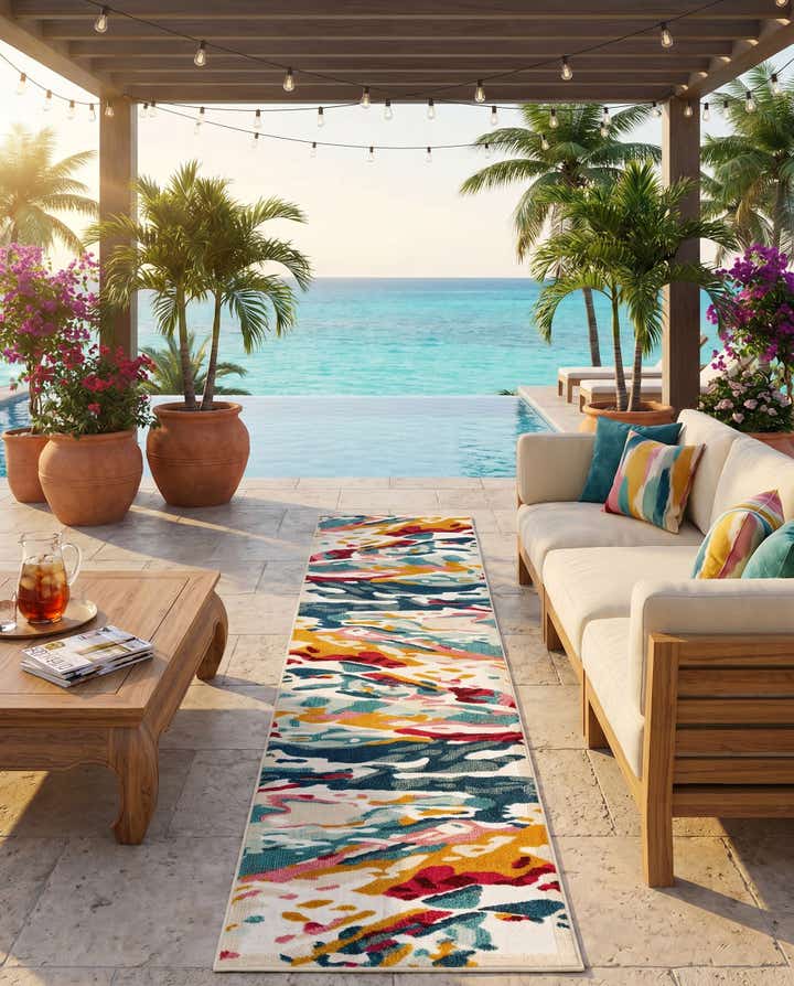 2' 7 x 12' Easy-Clean Casablanca Indoor / Outdoor Runner Rug