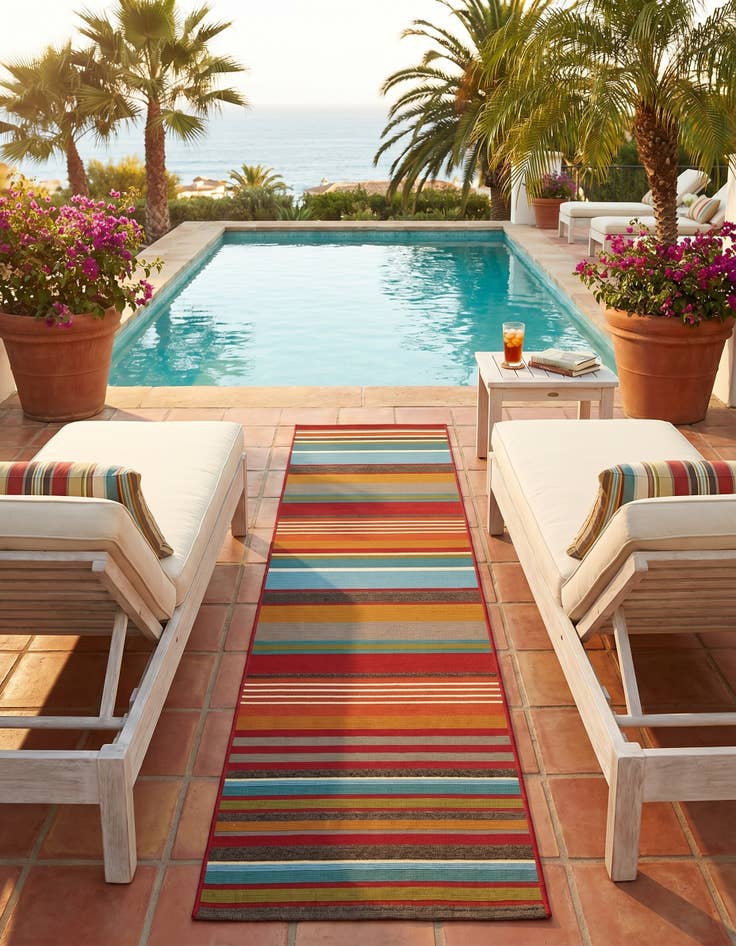 Detail image of 2' x 8' Easy-Clean Modern Indoor / Outdoor Runner Rug