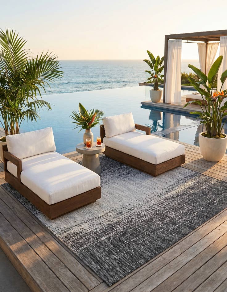 Detail image of 5' 3 x 8' Easy-Clean Modern Indoor / Outdoor Rug