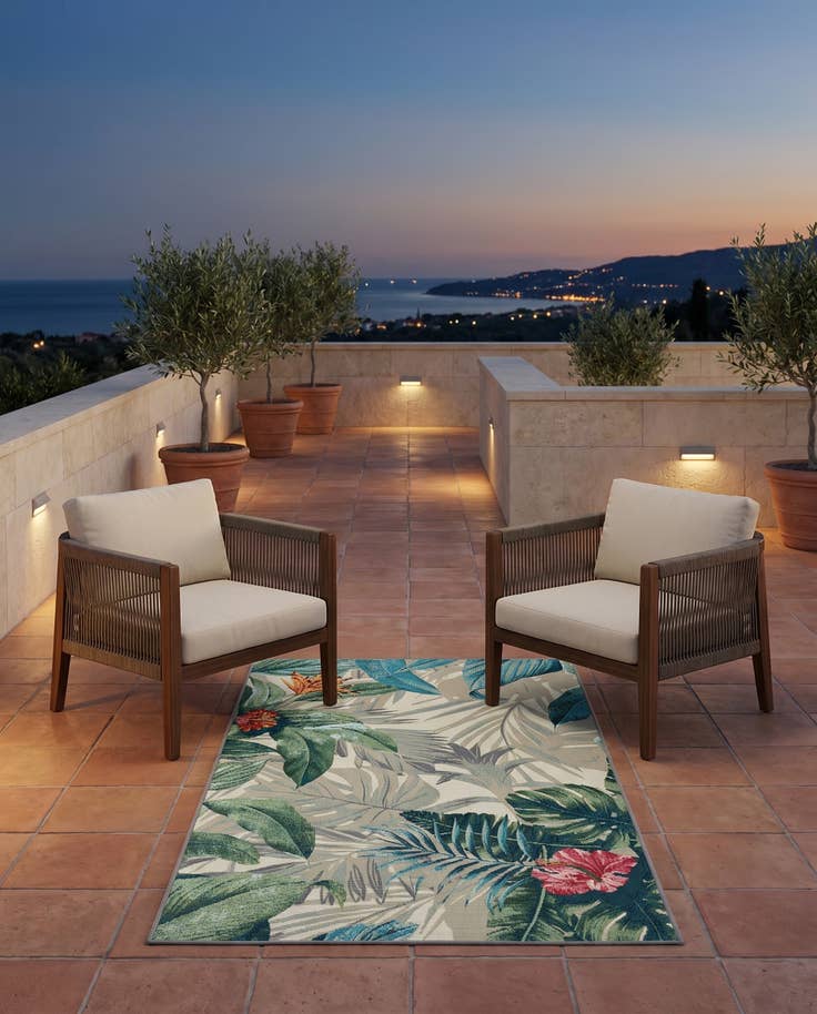 Detail image of 3' 3 x 5' 3 Easy-Clean Botanical Indoor / Outdoor Rug