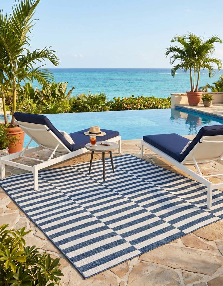 Detail image of 6' x 6' Easy-Clean Ribbon Indoor / Outdoor Square Rug