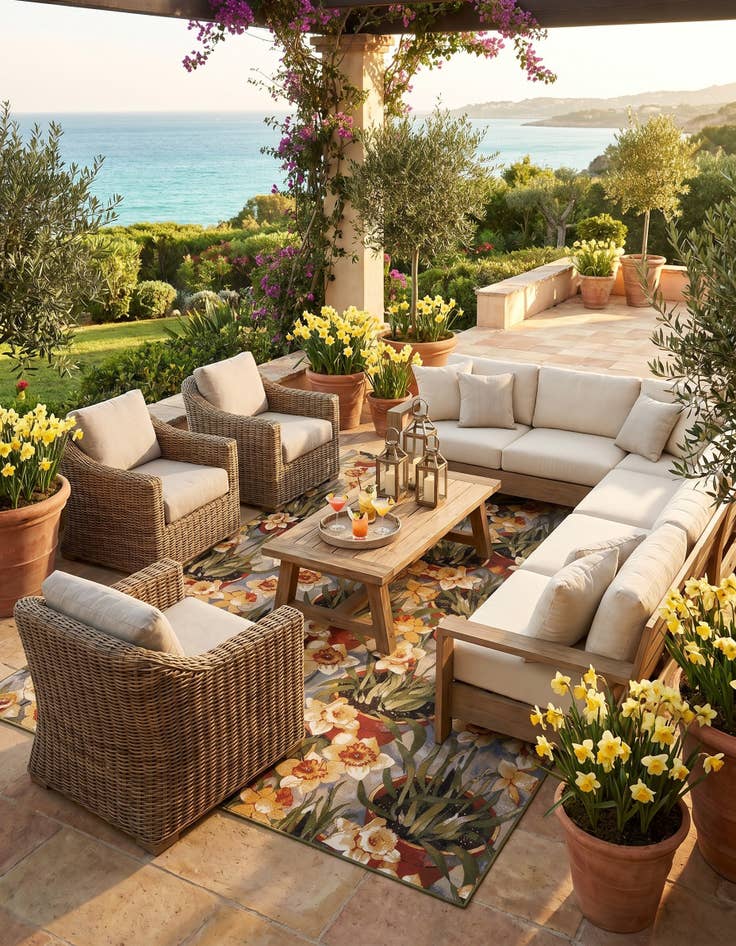 Detail image of 10' x 14' 2 Easy-Clean Botanical Indoor / Outdoor Rug