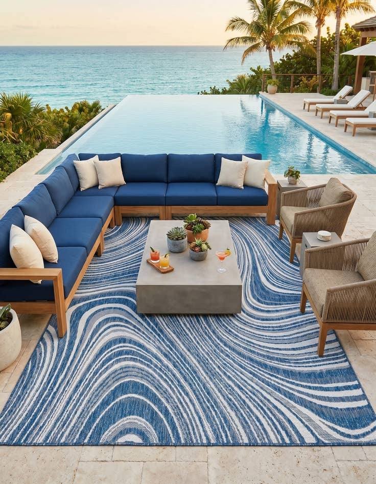 Detail image of 9' x 12' Easy-Clean Modern Indoor / Outdoor Rug