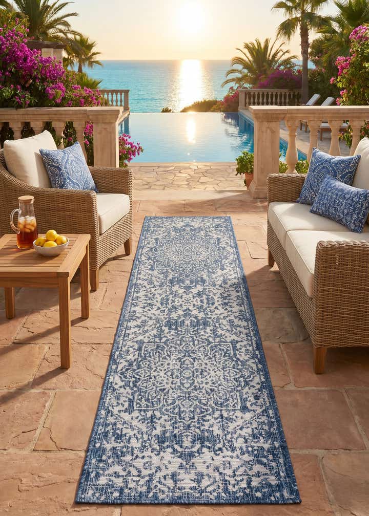 2' x 8' Easy-Clean Jill Zarin Dubai Indoor / Outdoor Runner Rug