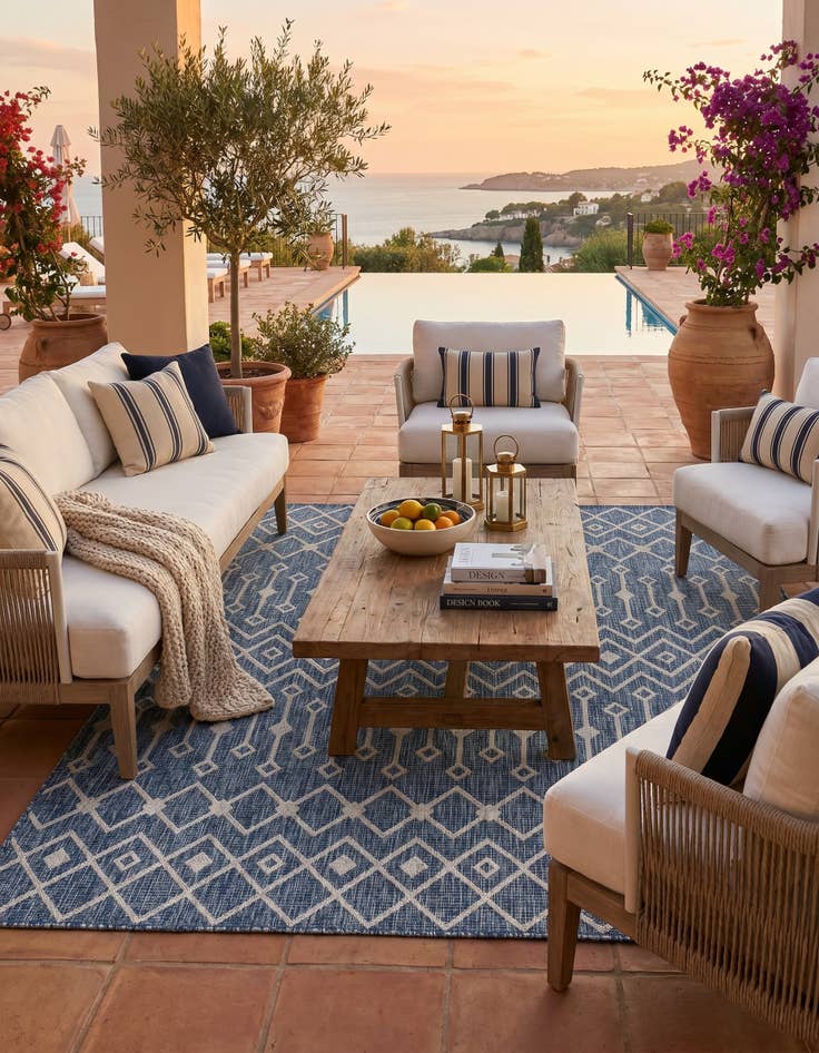 Detail image of 7' 10 x 7' 10 Easy-Clean Lattice Indoor / Outdoor Square Rug