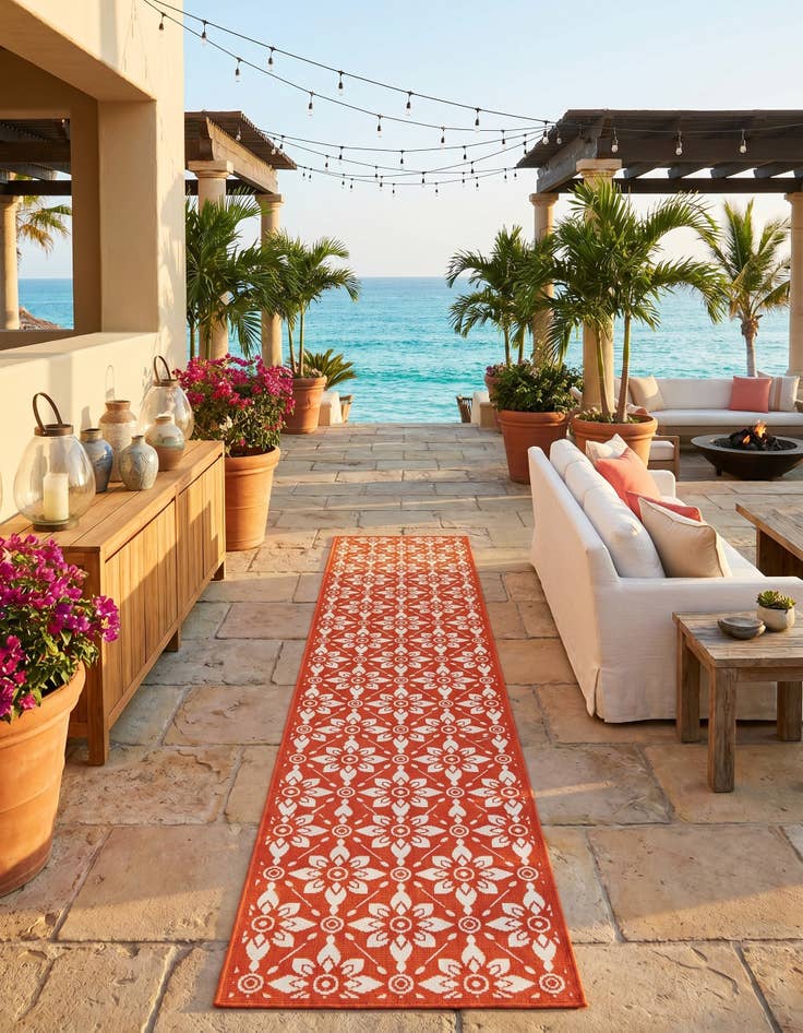 Detail image of 2' 7 x 12' Easy-Clean Trellis Indoor / Outdoor Runner Rug