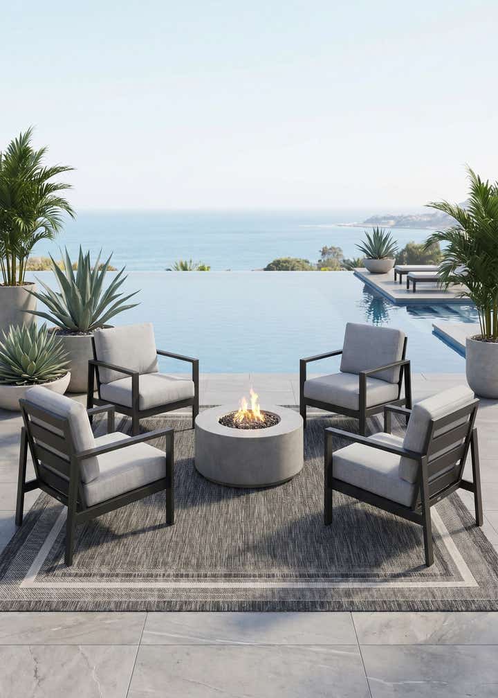 7' 10 x 7' 10 Easy-Clean Border Indoor / Outdoor Square Rug