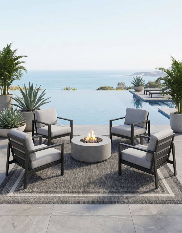 Detail image of 7' 10 x 7' 10 Easy-Clean Border Indoor / Outdoor Square Rug