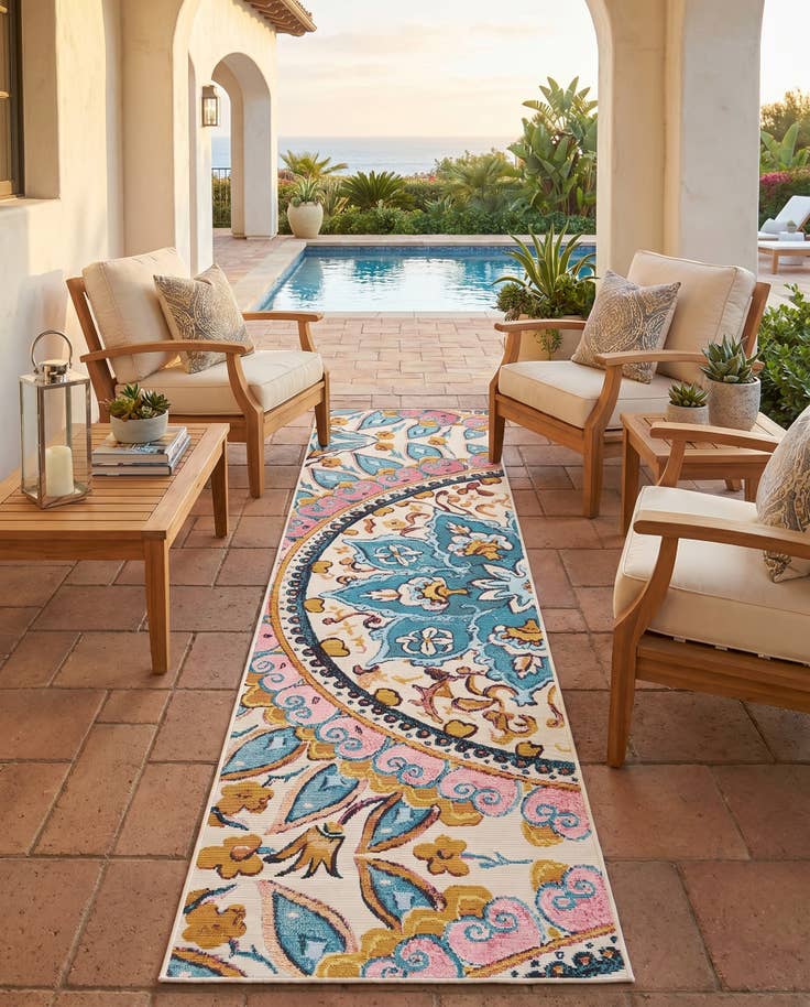 Detail image of 2' x 8' Easy-Clean Traditional Indoor / Outdoor Runner Rug