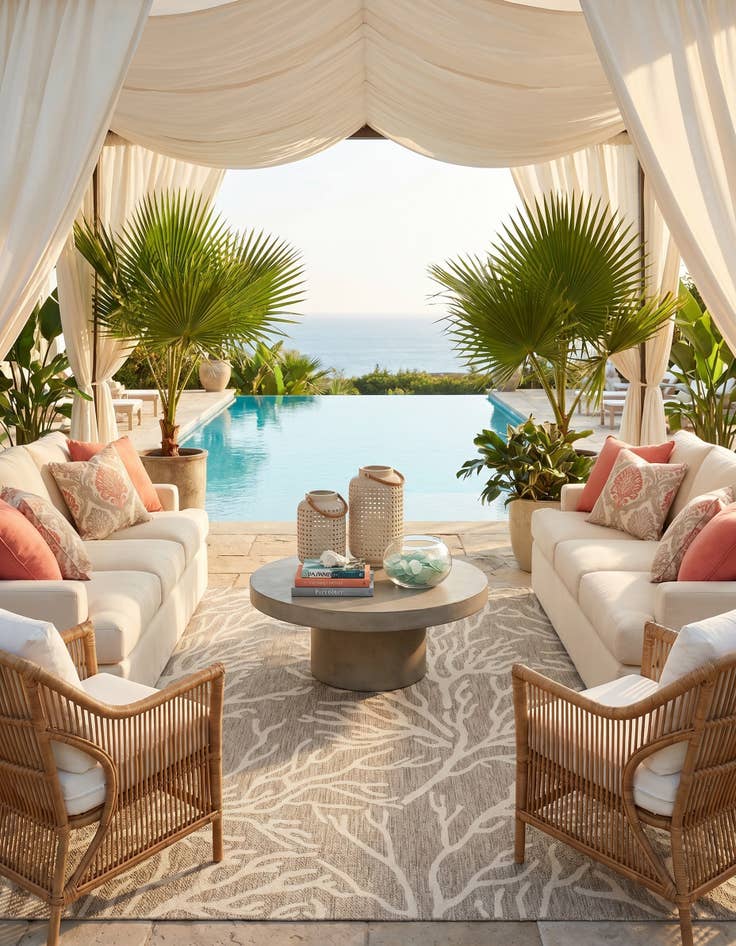 Detail image of 7' 10 x 7' 10 Easy-Clean Coastal Indoor / Outdoor Square Rug