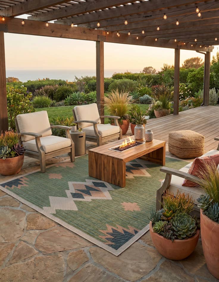 Detail image of 7' 10 x 7' 10 Easy-Clean Baja Indoor / Outdoor Square Rug