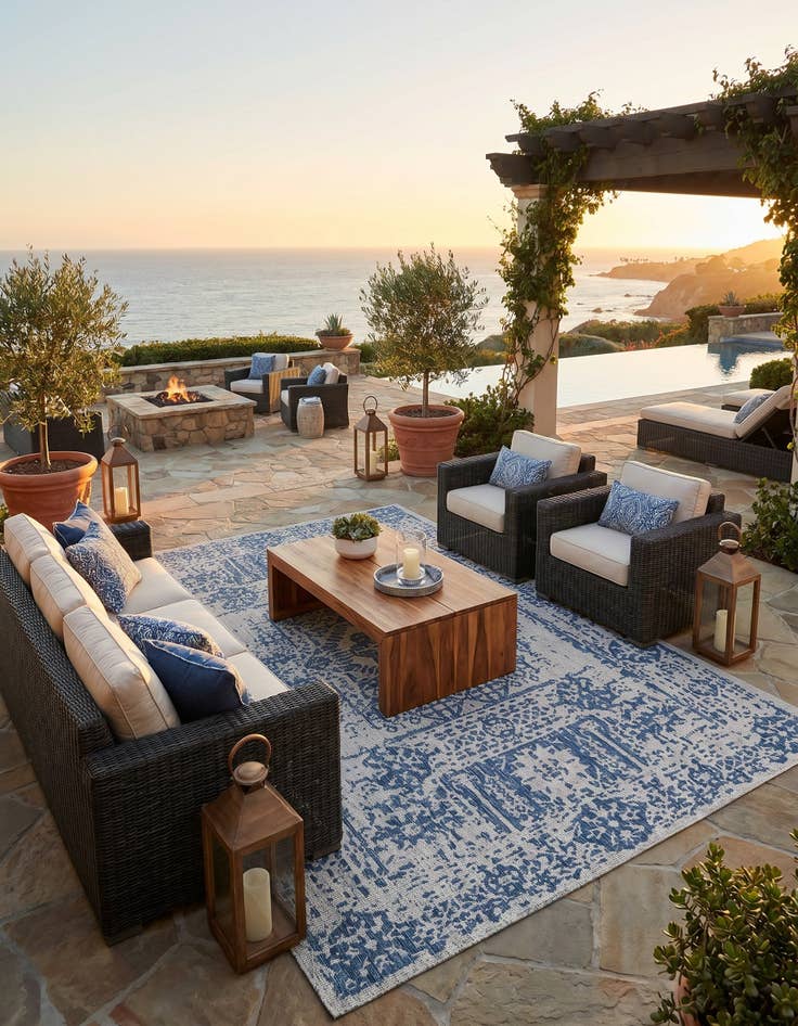 Detail image of 10' x 14' Easy-Clean Traditional Indoor / Outdoor Rug