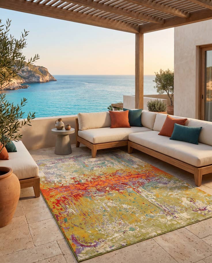 Detail image of 5' 3 x 8' Easy-Clean Modern Indoor / Outdoor Rug