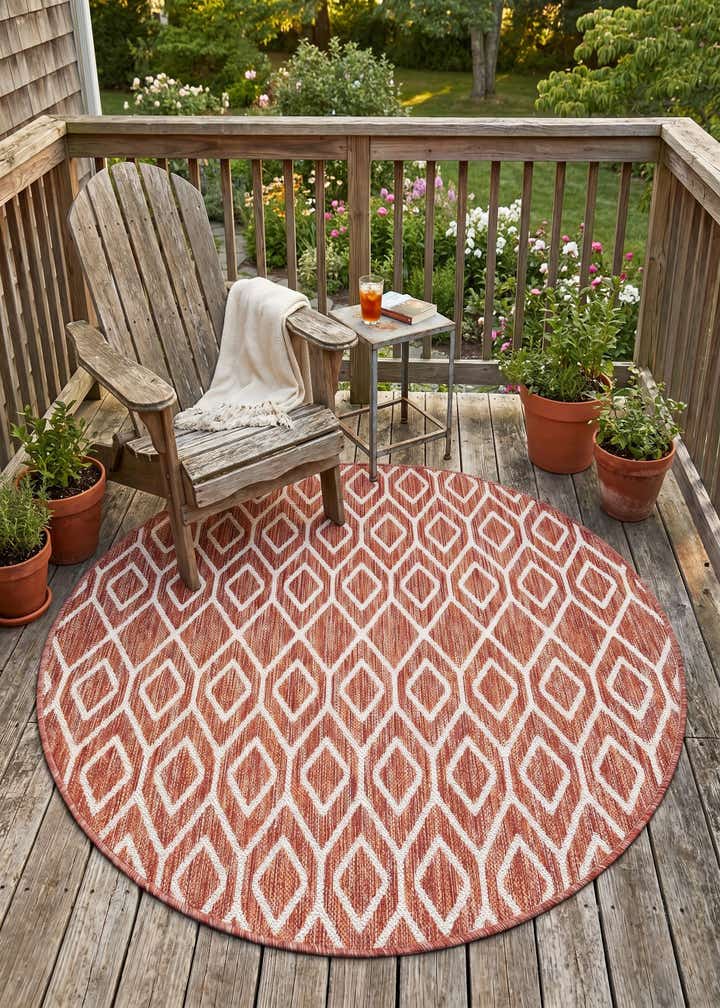 4' x 4' Easy-Clean Jill Zarin Turks and Caicos Indoor / Outdoor Round Rug