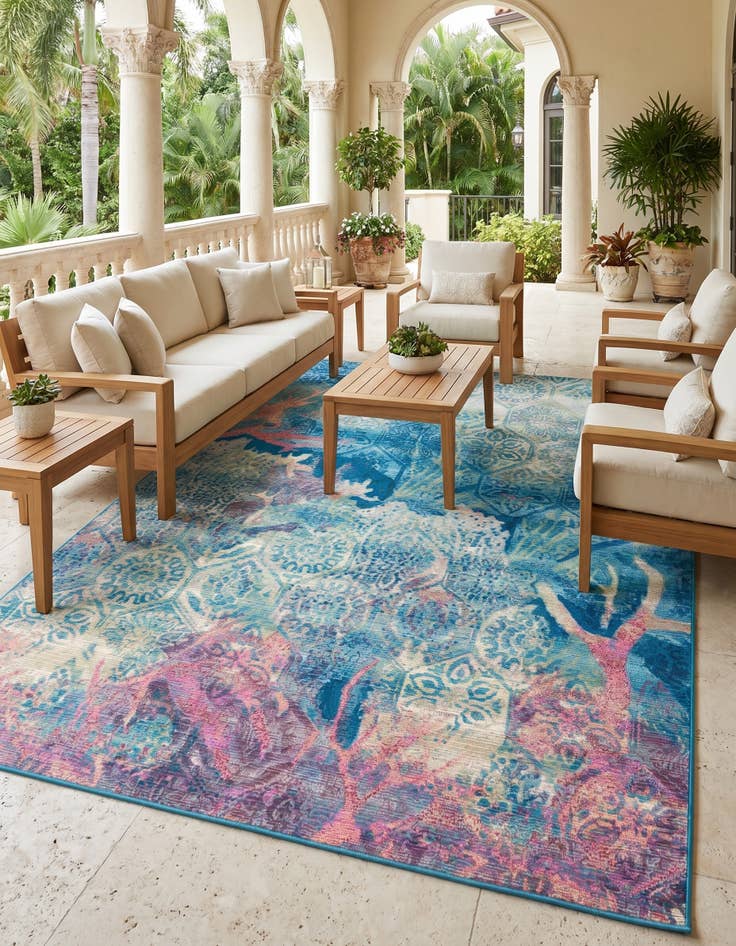 Detail image of 7' 10 x 10' Easy-Clean Coastal Indoor / Outdoor Rug