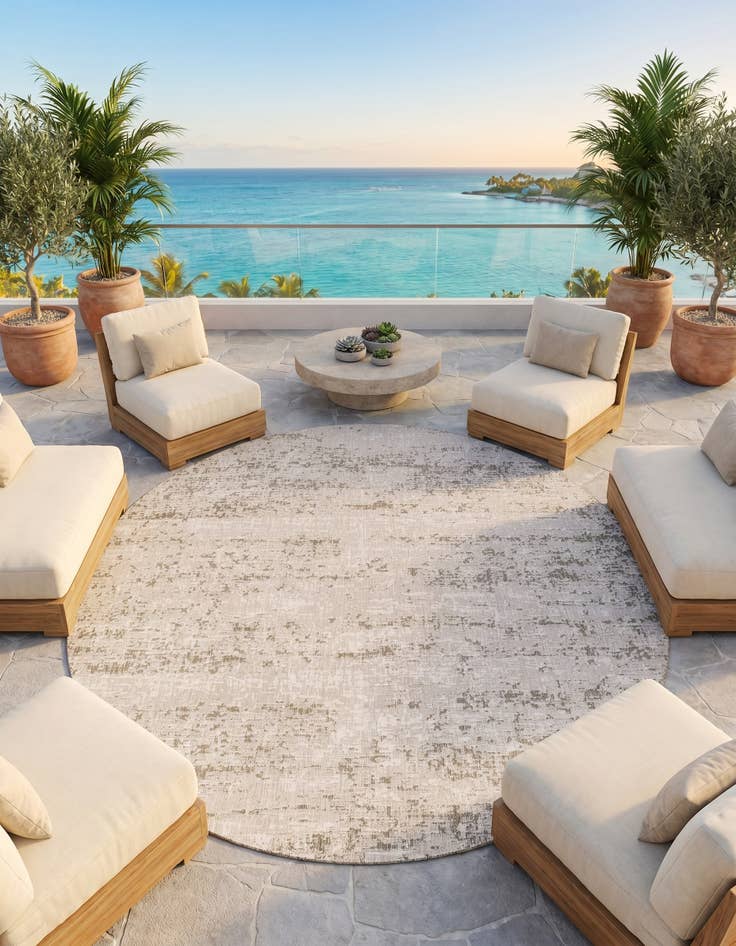 Detail image of 13' x 13' Easy-Clean Modern Indoor / Outdoor Round Rug