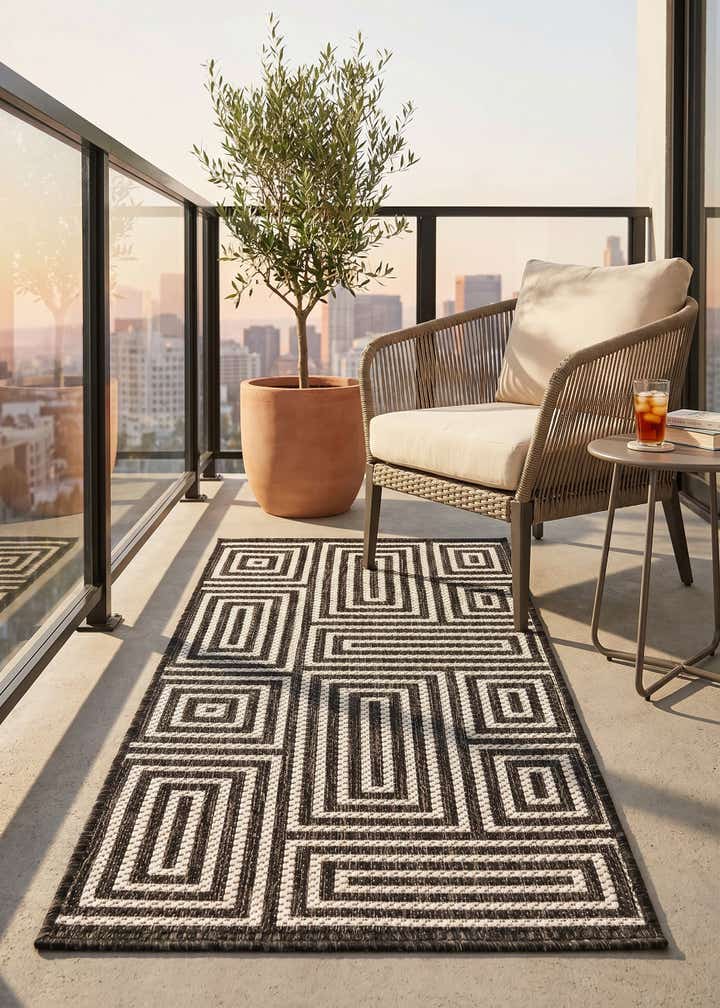 2' x 4' Easy-Clean Modern Indoor / Outdoor Runner Rug