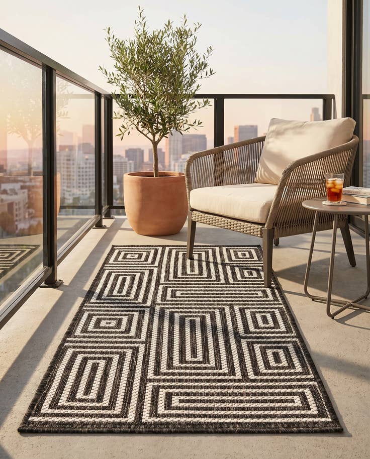 Detail image of 2' x 4' Easy-Clean Modern Indoor / Outdoor Runner Rug