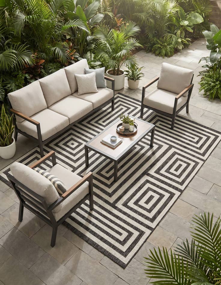 Detail image of 7' 10 x 10' Easy-Clean Modern Indoor / Outdoor Rug