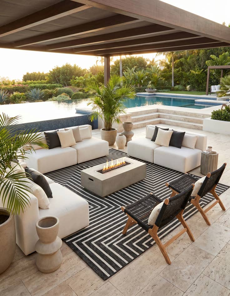 Detail image of 7' 10 x 10' Easy-Clean Modern Indoor / Outdoor Rug